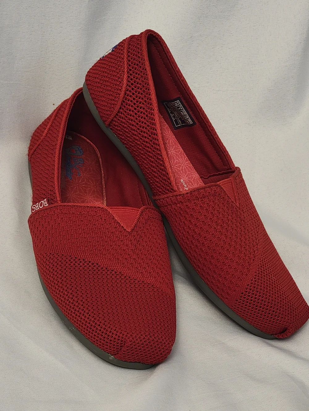 Skechers BOBS Red Knit Slip-On Flats Size 10